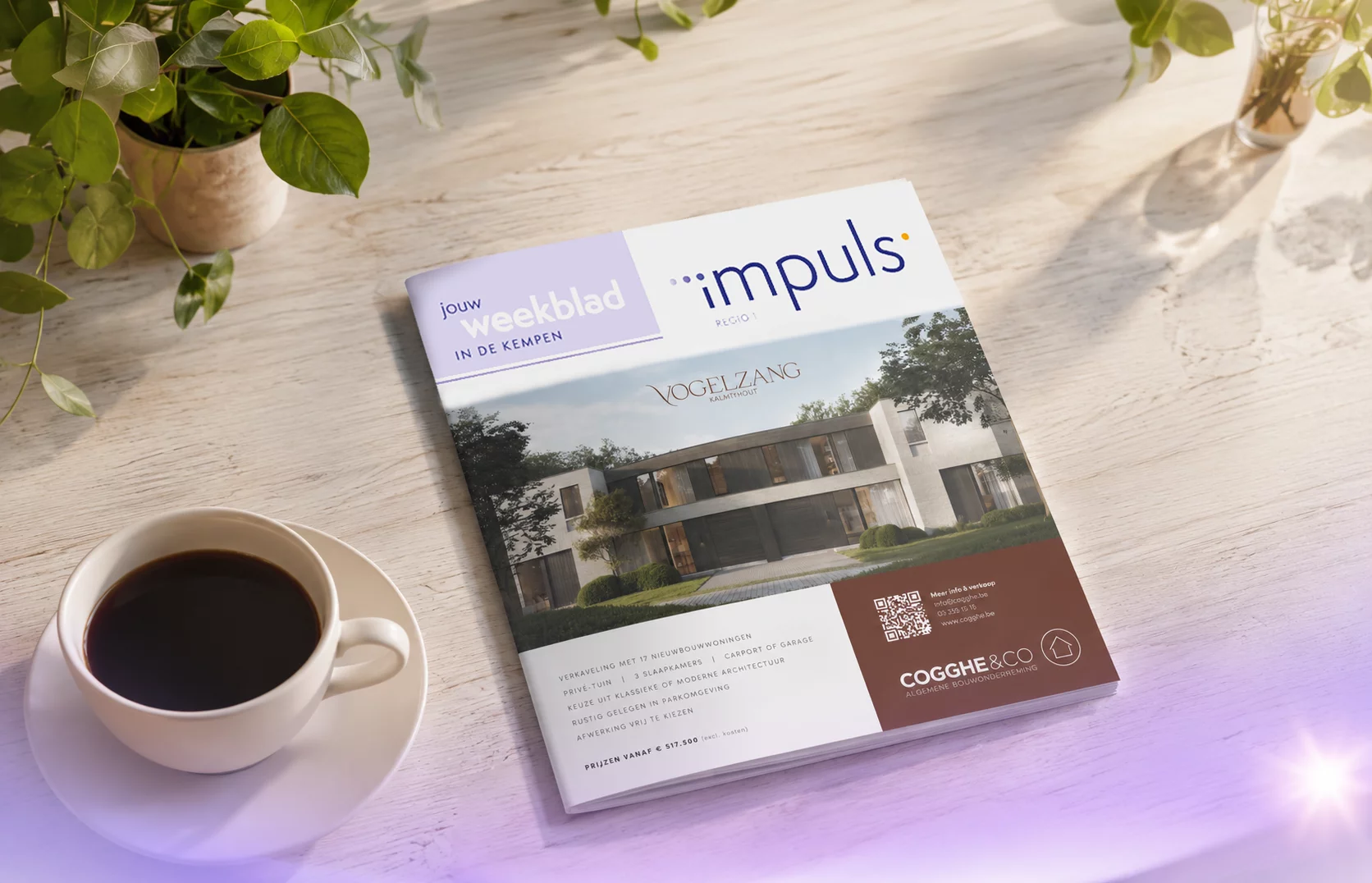 Afbeelding van magazine impuls op een houten tafel