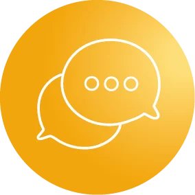 icoon contact in gele bol uit het logo van impuls.media