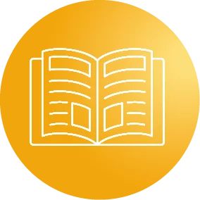 icoon magazine in gele bol uit het logo van impuls.media